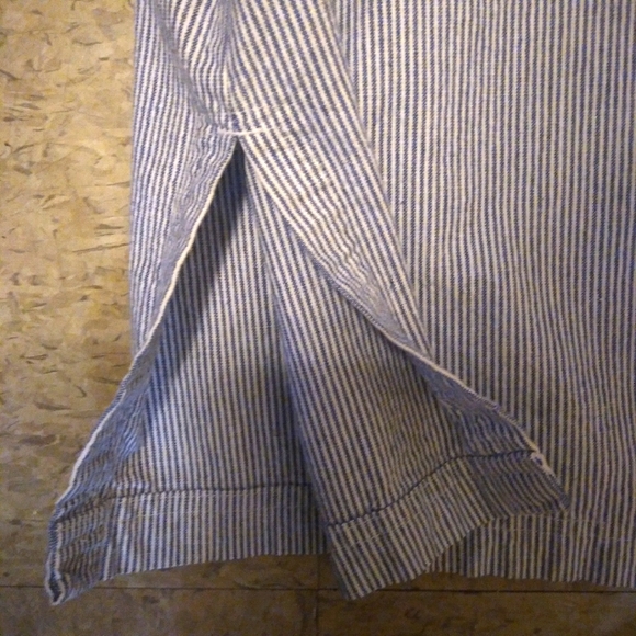 Y2K Mountain Lake Striped Denim Overall Dress Size Medium Petite - Picture 5 of 16